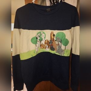 Disney Our Universe Sweatshirt 101 dalmation Lady and tramp Boxlunch Exclusive